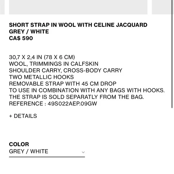 celine short wool strap jacquard - Picture 6 of 7